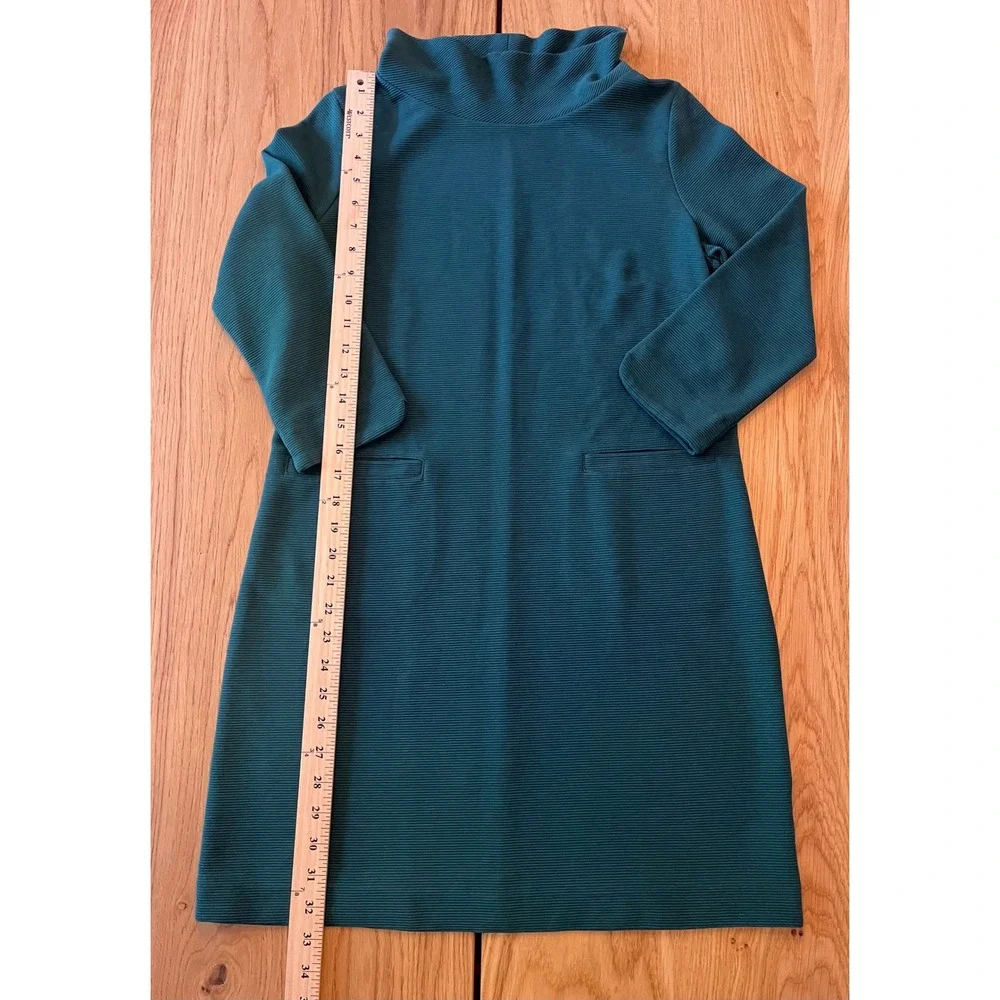 Boden Funnel Neck Ottoman Shift Dress Womens 8 Teal Green Mod Ribbed Knit